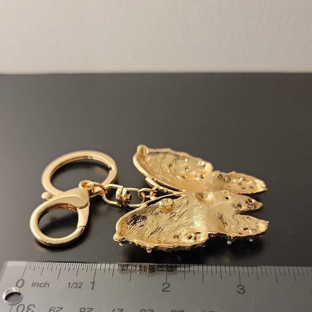 Pink and Gold Butterfly Keychain - Picture 4 of 5